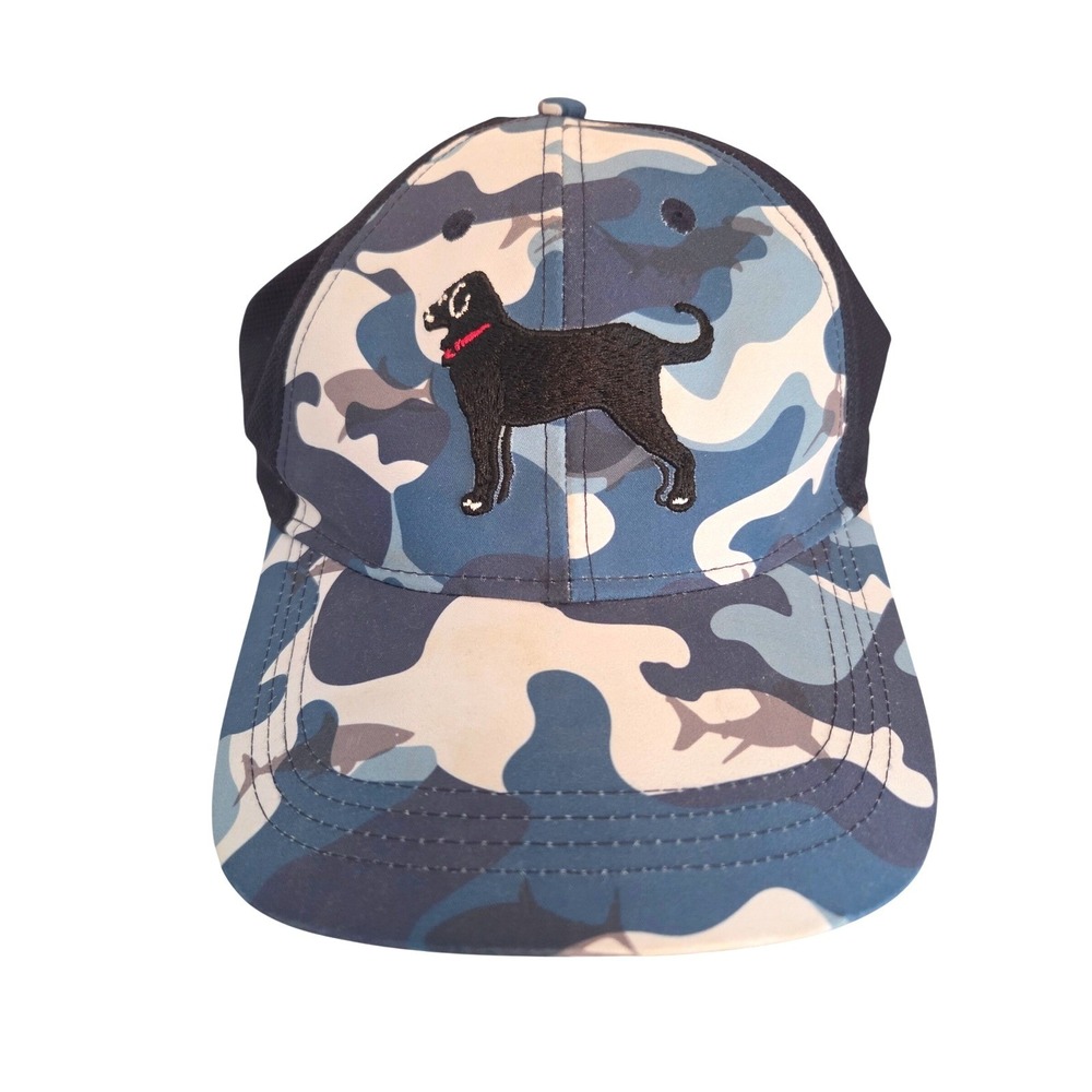 The Black Dog Baseball Cap One Size Blue Camo Shark Embroidered Ladies Fit Hat